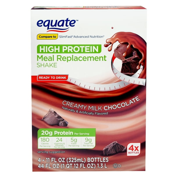 Equate High Protein Meal Replacement Creamy Milk Chocolate Shake, 44 Oz