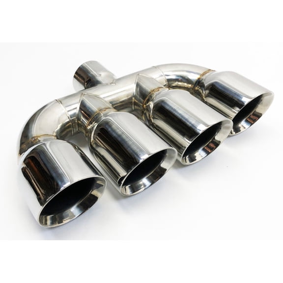 Exhaust Tip Center 2.50 inlet 3.50 Quad 10.00 Long Rolled Slant Stainless Steel Wesdon Exhaust Tip