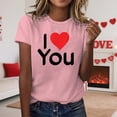thumbnail image 2 of Valentines Day Gifts for Her Fashion Short Sleeve Print Round Neck Daily Wear Womens Sweaters,Pink,M, 2 of 4
