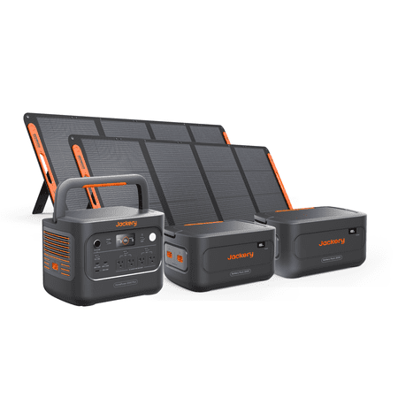 Jackery HomePower 2000 Plus v2 Portable Power Station with 2x Battery & 2x200W Solar Panels, 2200W AC Output, 2048Wh LFP Battery, Expandable to 12kWh, Essential Home Backup for Outages & Emergencies