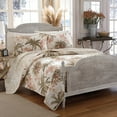 thumbnail image 4 of Tommy Bahama - Queen Quilt Set, Reversible Cotton Bedding with Matching Shams, Lightweight Home Decor for All Seasons (Bonny Cove Ivory, Queen) Queen Green/Orange/Beige, 4 of 4