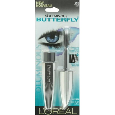 L'Oreal Paris Voluminous Butterfly Lengthening Washable Mascara, Black, 0.22 fl. oz. (Pack of