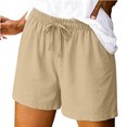 thumbnail image 2 of Women's Elastic Waist Drawstring Casual Straight Leg Shorts, Loose Summer Beach Shorts S, 2 of 7