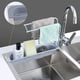 thumbnail image 2 of Soporte telescópico para fregadero, bandeja de fregadero con escurridor ajustable, soporte para esponja y jabón, organizador expandible, colgador para trapos de cocina y 2 esponjas nano de cocina B, 2 of 5