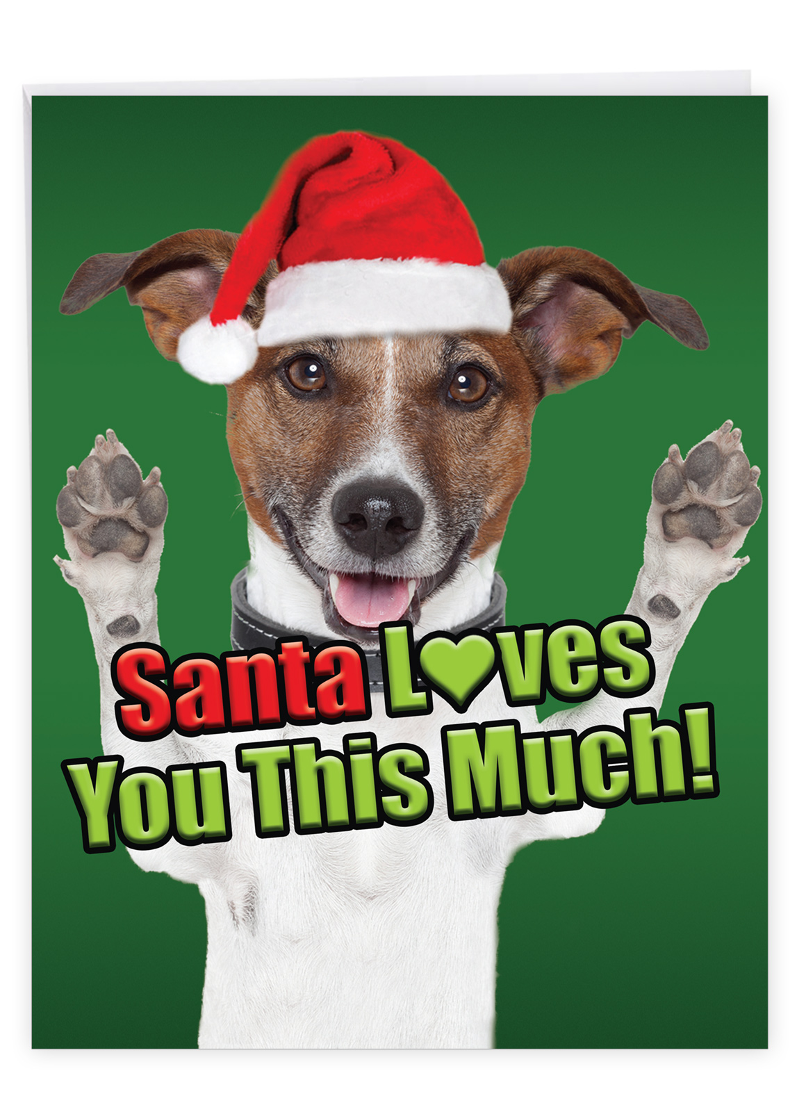 1 Big Christmas Card (8.5 x 11 Inch) Santa Loves You This Much Dog