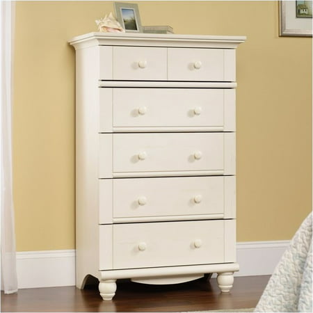 Pemberly Row 5-Drawer Chest in Antiqued White