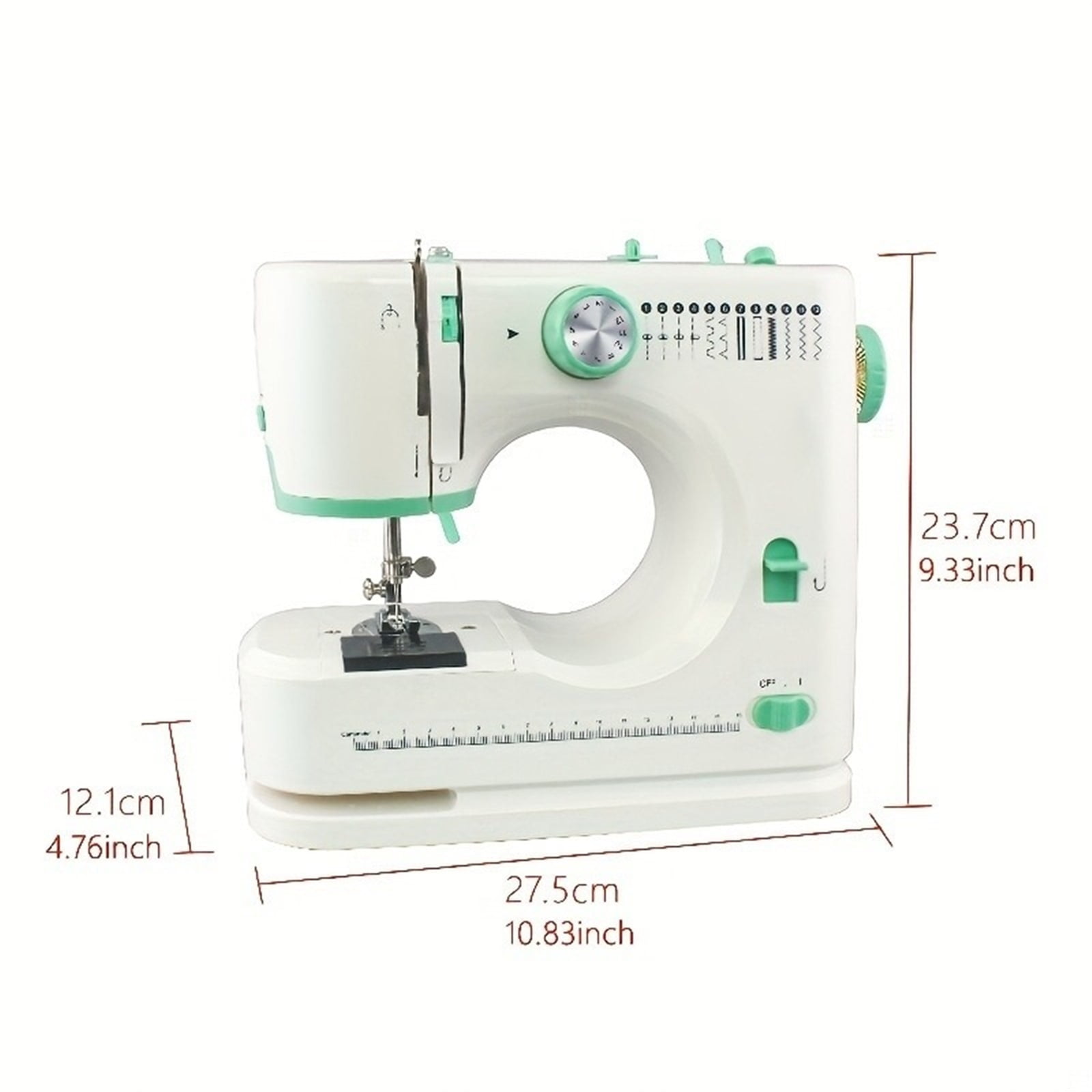 Electric Green Household Sewing Machine, Portable Sewing Machine For Beginner, Double Needle And Thread,16 Kinds Of Stitches