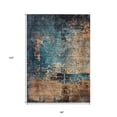 thumbnail image 3 of HomeRoots 606077 8 x 10 ft. Teal Blue, Black & Copper Abstract Washable Indoor & Outdoor Rectangle Area Rug, 3 of 5