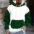thumbnail image 2 of Mens Hoodies Color Block Checked Printed Sweatshirts Drawstring Fleece Lined Hoodie Spring Fall Long Sleeve Tops Casual Loose Hooded Pullovers Outwear with Pockets, 2 of 5
