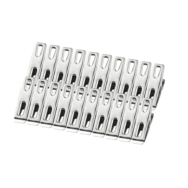 20 pinzas para la ropa de acero inoxidable, clips irrompibles e inutilizables, no se oxidan