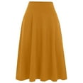 thumbnail image 4 of RUTAYY Women Comfy Basic Solid Color Stretch A-Line Flared Knee Length Skirt Smocked Boho Pleated Skirts, 4 of 4
