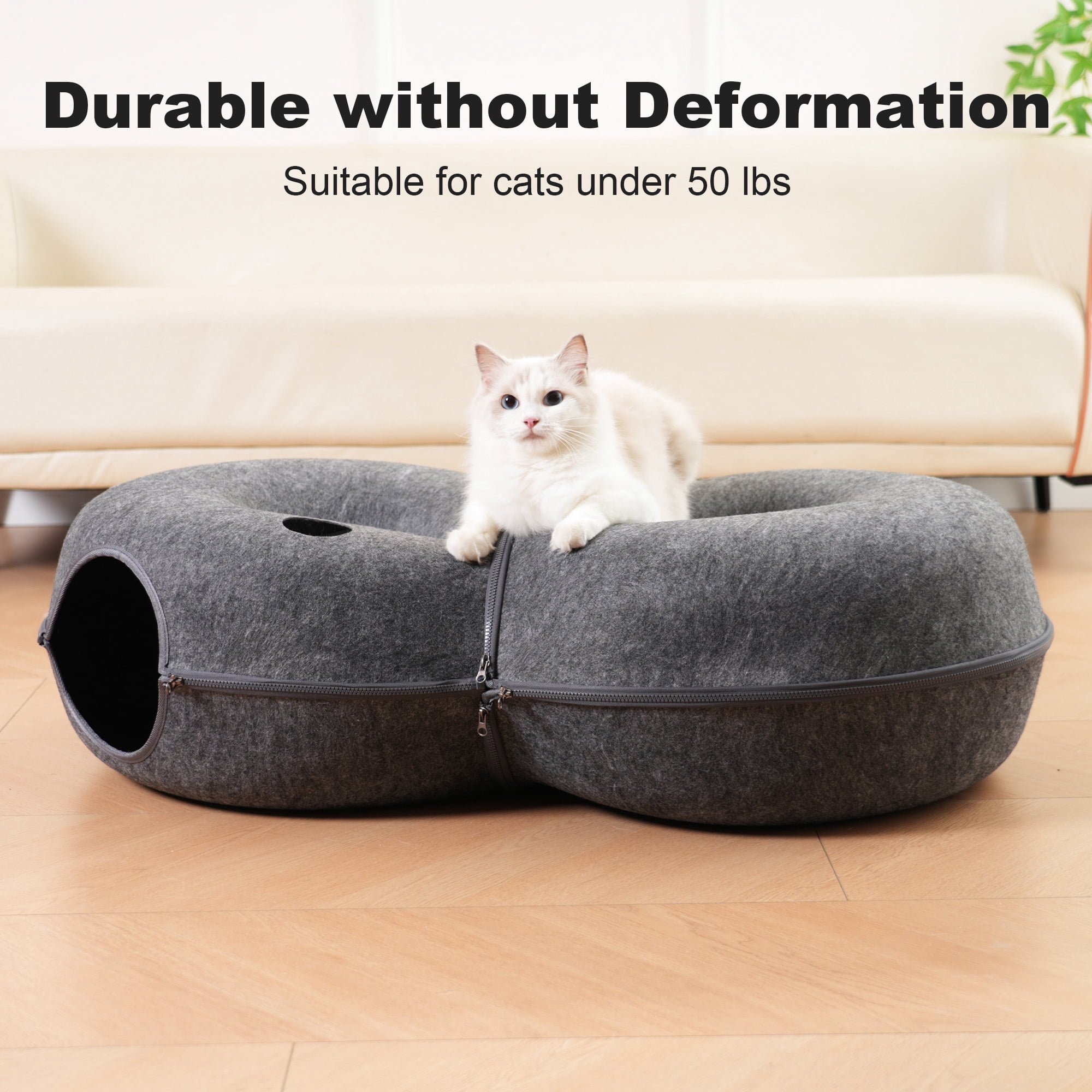 DOOKRON 8-Shaped Large Cat Tunnel Bed,  Peekaboo Cat  Cave