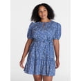 thumbnail image 2 of Time and Tru Women's and Women's Plus Cotton Mini Dress with Puff Sleeves, Sizes XS-4X, 2 of 6