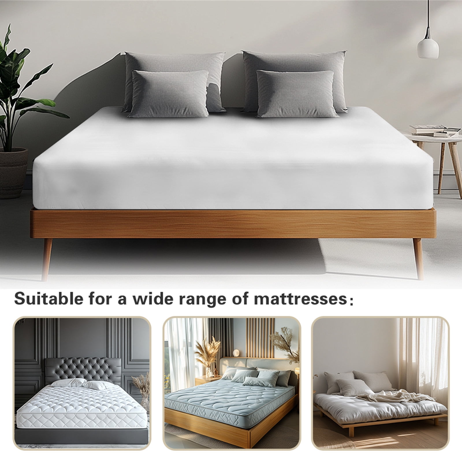 COEQINE King Size Sheet Comfy Bedding Fitted Sheet Non-Slip Snug Fit All Around Elastic Fitted Bottom Bedsheet Holiday Bed Set 3 Pieces Set, Brown Boho Mandala Flower