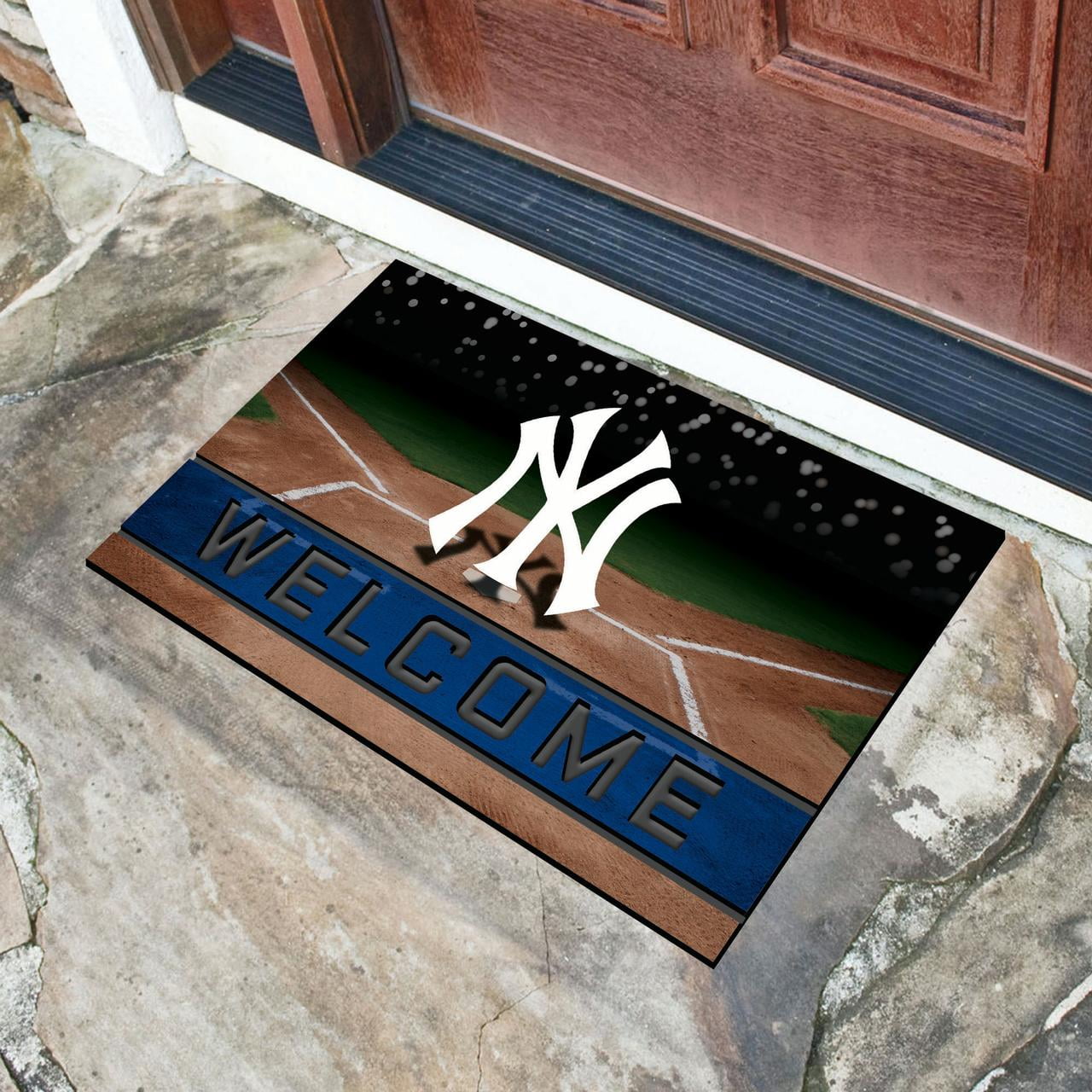 FanMats MLB New York Yankees Rubber Door Mat - 18 x 30 in