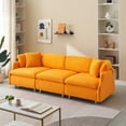 thumbnail image 4 of Sectional Sofa for Living Room,95.3 " Sofa Couch with Teddy Fabric,3 Seat Sofa Set with Two Throw Pillows for Apartment,Orange, 4 of 7