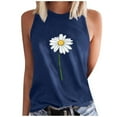 thumbnail image 2 of WREESH Women's Summer Tank Tops Sleeveless Crew Neck Floral Graphic Print Tees Navy, 2 of 5