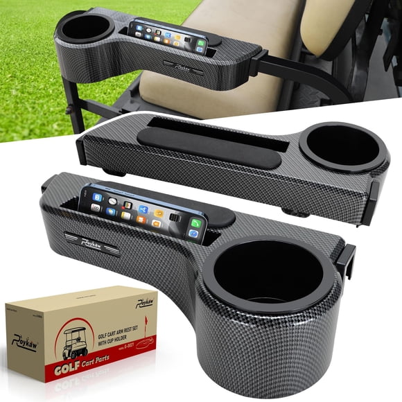 Reposabrazos para carrito de golf con portavasos Roykaw de tercera generación con soporte para teléfono