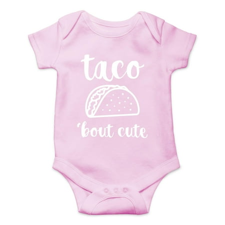 

AW Fashions Taco Bout Cute - Funny Lil Adorable Tacos Mexican Food Lover - Cute One-Piece Infant Baby Bodysuit (Newborn Pink)