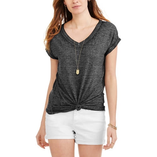 Faded Glory - Women's Short Sleeve V-Neck Burnout T-Shirt - Walmart.com ...