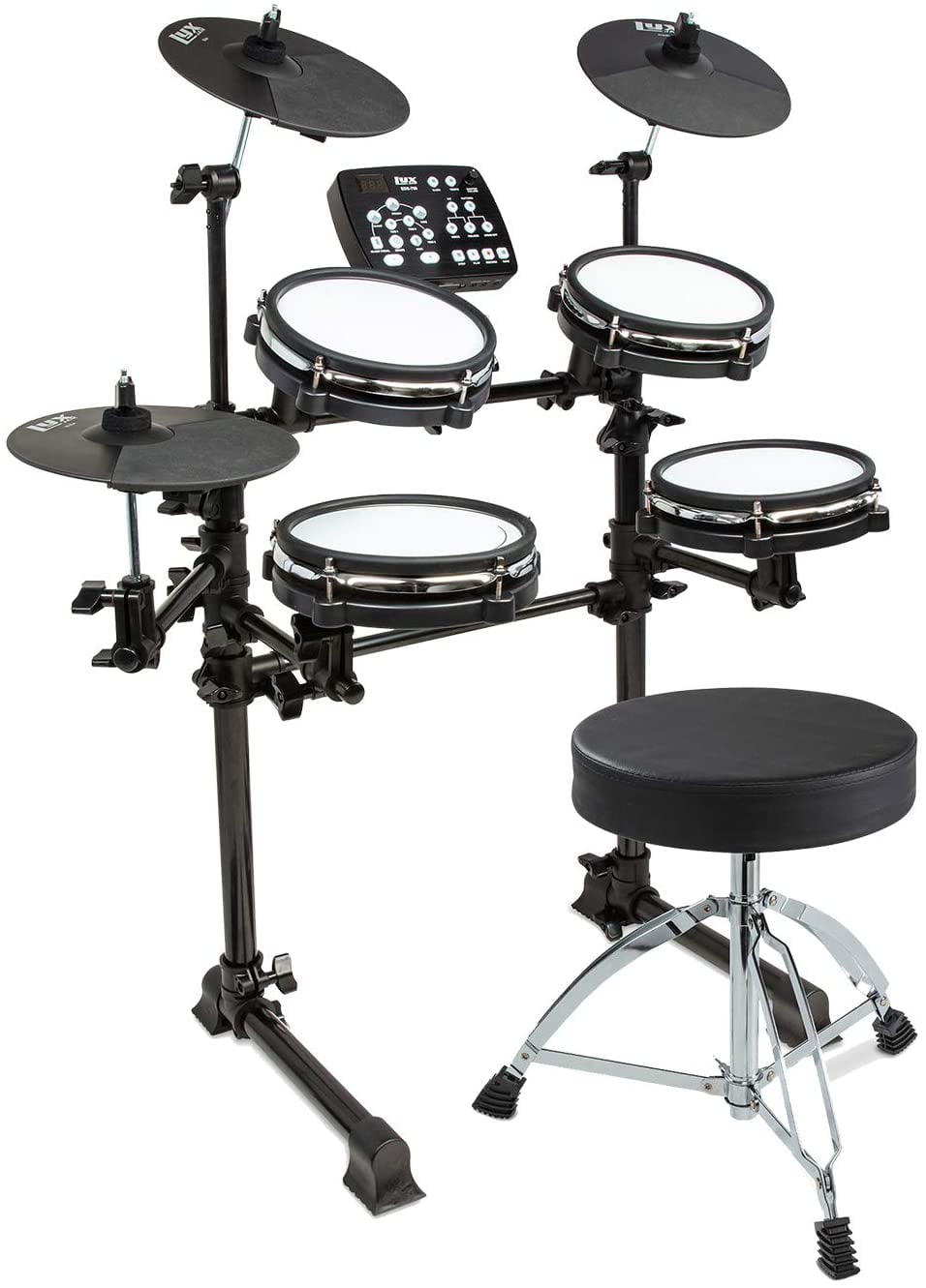 LyxJam 7Piece Electronic Adult Drum Kit with Real Mesh Fabric, 209