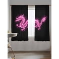 thumbnail image 5 of Sheer Curtains 72 Inches Long 2 Panels Set for Bedroom, Dragon Flames Semi Sheer Curtains for Windows, Purple Dragons Abstract Modern Art Voile Window Treatments Rod Pocket Curtain, 5 of 7