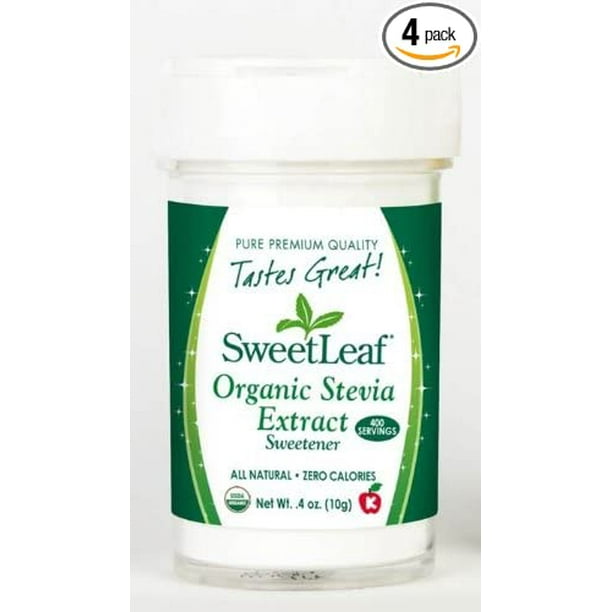 Sweet Leaf Organic Stevia Extract Sweetner, 0.4 Ounce (Pack of 4