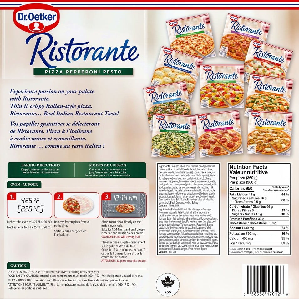 Dr. Oetker Ristorante Pizza Pepperoni et pesto 360g