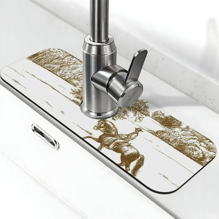 

Xecao Horse Rider In Field for Kitchen Sink Splash Guard Faucet Mat Faucet Guard & Draining mat (15 X 5.5 )