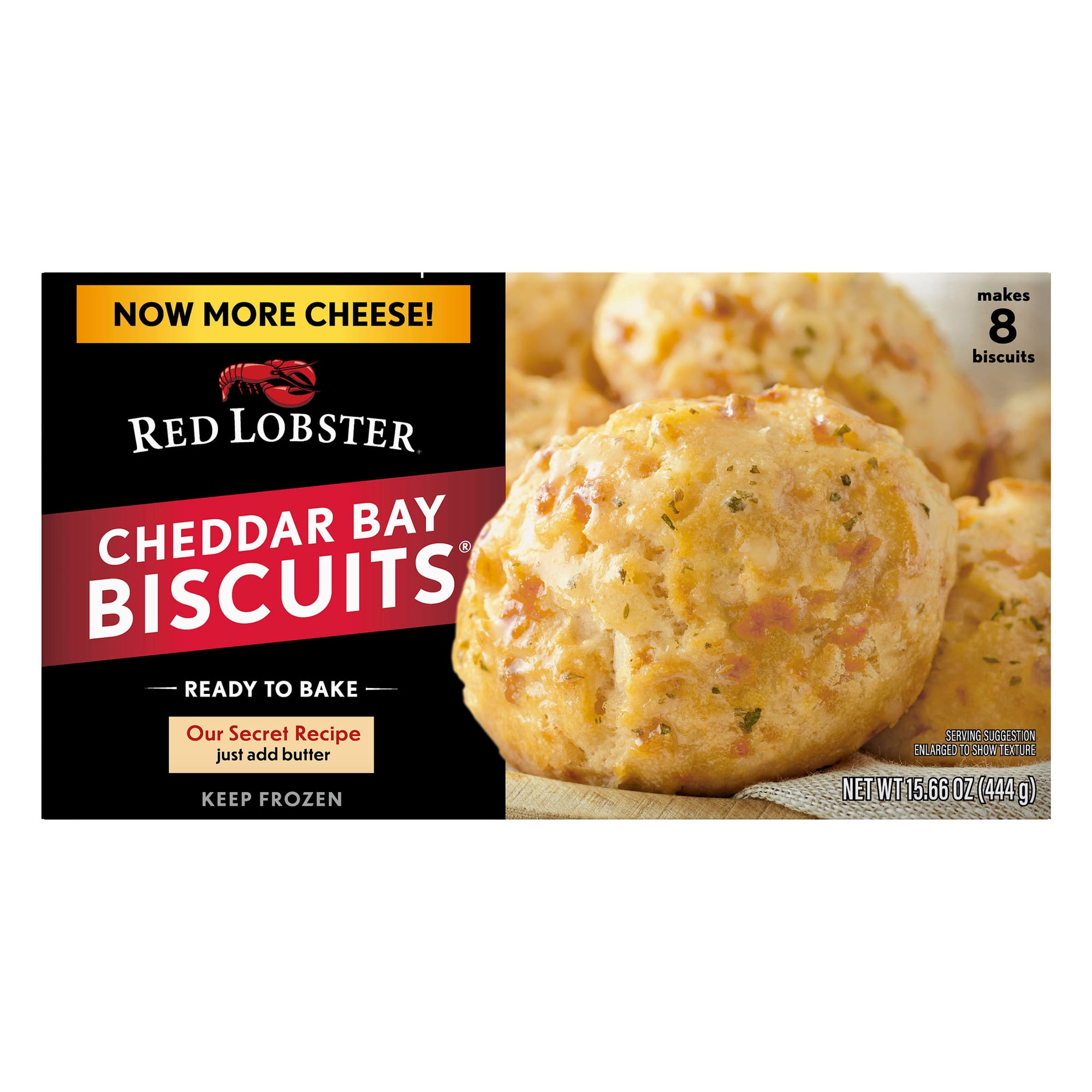 Red Lobster Frozen Cheddar Bay Biscuits, Ready to Bake Frozen Bread Biscuits, 8 Count, 15.66 Oz Box