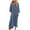 Blue, variant on Luxalzxs Women Cotton Linen Kaftan Dress Button Long Sleeve Crewneck Shift Dresses Summer Oversized Tshirt Robe Irregular Hem Maxi Dress