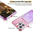 thumbnail image 3 of Card Slot Gradient Color Transparent Phone Case for iPhone 16 Plus, Soft TPU Shockproof Anti-Fall Slim Hard PC Back Cover with Tempered Glass Lens Protector for iPhone 16 Plus - Pink+Purple, 3 of 8