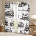 thumbnail image 2 of Homewish Retro Steam Engine Black Out Curtains,Western Train Transportation Curtains Pack of 2 (42x63 Each),White Gray Bedroom Curtains For Boys,Breathable Home Decor, 2 of 6
