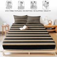 thumbnail image 5 of Twin XL Size Fitted Sheet Set - Black Striped 2 Piece Bedding Sets 16" Deep Pocket Fitted Sheet with 1 Pillowcases, Farmhouse Country Minimalist Tan Stripes Brushed Microfiber Hotel Luxury Bed Sheets, 5 of 9