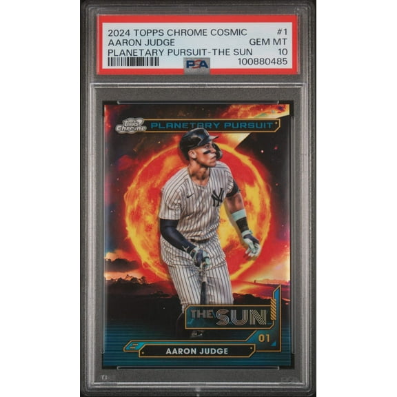 Graded 2024 Topps Chrome Cosmic Aaron Judge #1 Planetary Pursuit The Sun Baseball Card PSA 10 Gem Mint