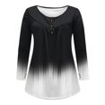 thumbnail image 4 of Women's Trendy Tunic Tops Crewneck Buttons Up Printed Long Sleeve Blouses Pleated Casual Loose Fit Flowy Tee Shirts, 4 of 5