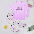 thumbnail image 2 of Cat Pajamas For Girls Size 6-16 Pants & Long Sleeve Jammies Glitter Heart & Stripe Tween/Teens Fall Cloths Set #Light 2-3 Years, 2 of 3
