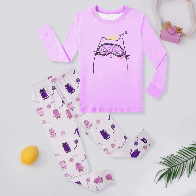 Toddler Pajamas Set Cartoon Crewneck Soft Comfort Spring Fall Clothes Toddler Pajamas 3T 4T