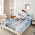 thumbnail image 2 of Manfei Watercolor Cows Fitted Sheet Queen 3-Piece,Farm Animal Bedding,White Light Blue,1 Fitted Sheet and 2 Pillowcases, 2 of 6