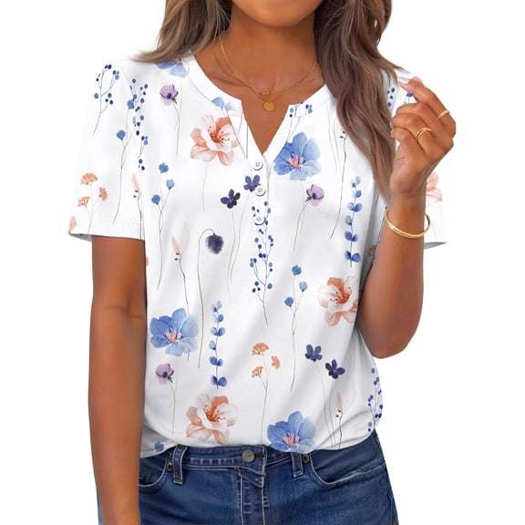 Fantaslook Womens Blouses Dressy Casual Tops Summer Short Sleeve V Neck Shirts Business Work Blouses