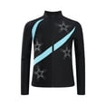 thumbnail image 3 of TTAO Girls Figure Skating Jacket Long Sleeve Stripe Skating Coats Teens Training Practice Outfit Activewear Light Blue 8, 3 of 5
