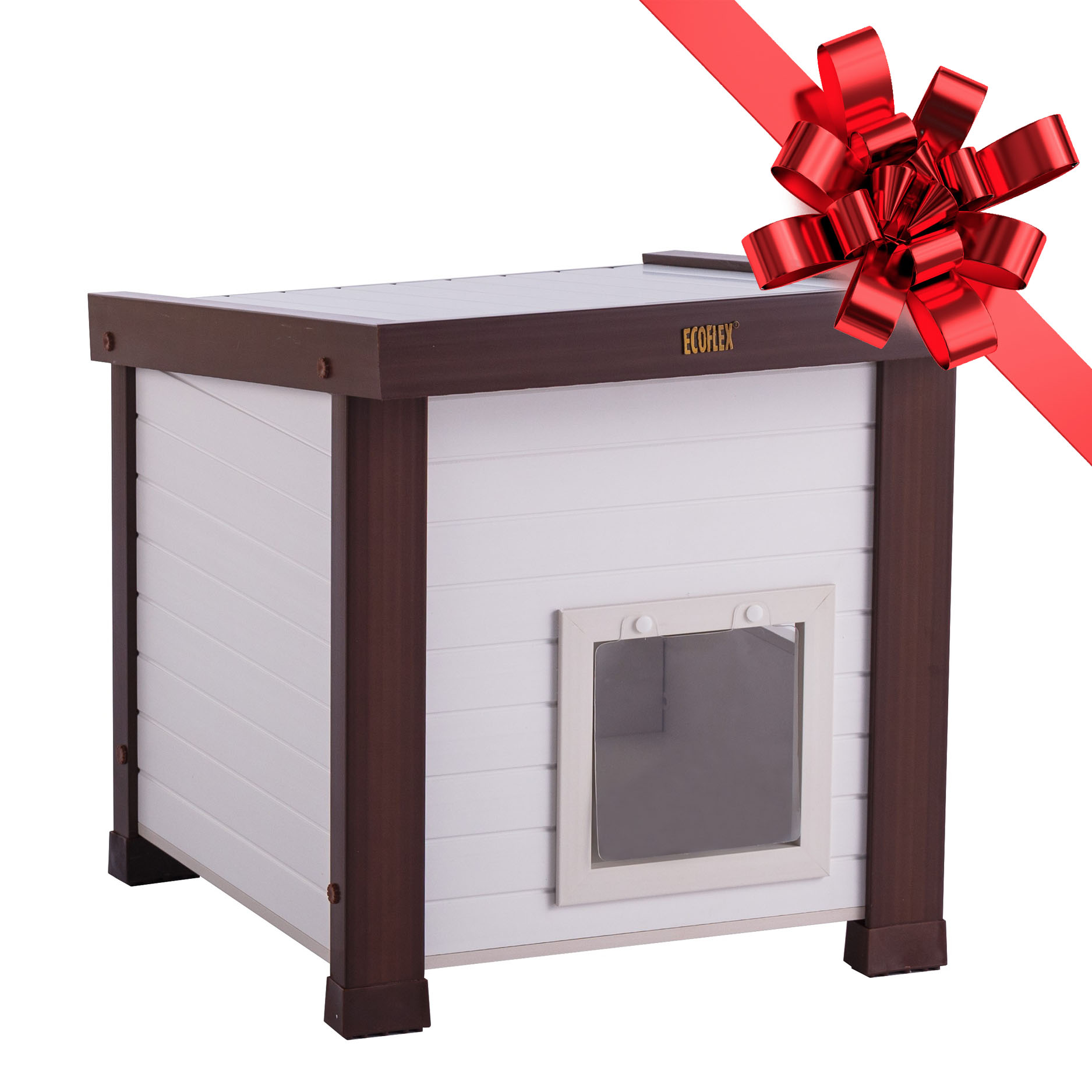 EcoFlex, EcoFriendly, Outdoor Cat House, White, 20in