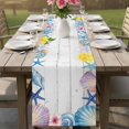 thumbnail image 4 of Watercolor Coastal Table Runner 70 Inches, Sea Shell Starfish Lemon Flowers Wood Gray Bed Runner Dresser Scarves Tabletop for Indoor Outdoor Parties/Ceremony/Banquet, 13" x 70", 4 of 9
