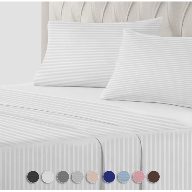 Juego De Sabanas Matrimonial Egipcian Premium 2,800 Hilos Modelo Blanco