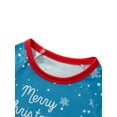 thumbnail image 5 of Christmas Family Pajamas Matching Set, Letters Print Long Sleeve T-shirt with Penguin Snow Print Pants Sleepwear Loungewear, 5 of 10