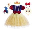 thumbnail image 1 of Vestido de Blancanieves de Disney para niñas, disfraz de princesa para niños con capa, vestido de baile de encaje para Halloween, ropa de fiesta de cumpleaños para niños 4T (etiqueta 120) Gao Jinjia LED, 1 of 2