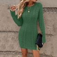 thumbnail image 6 of Autumn O Neck Knitted Dress Women Casual Solid Long Sleeve Elegant Atmospheric Tight Fitting Dress 2025 Sweater Dresses Female Mini Slim Party Dress Army Green L, 6 of 6