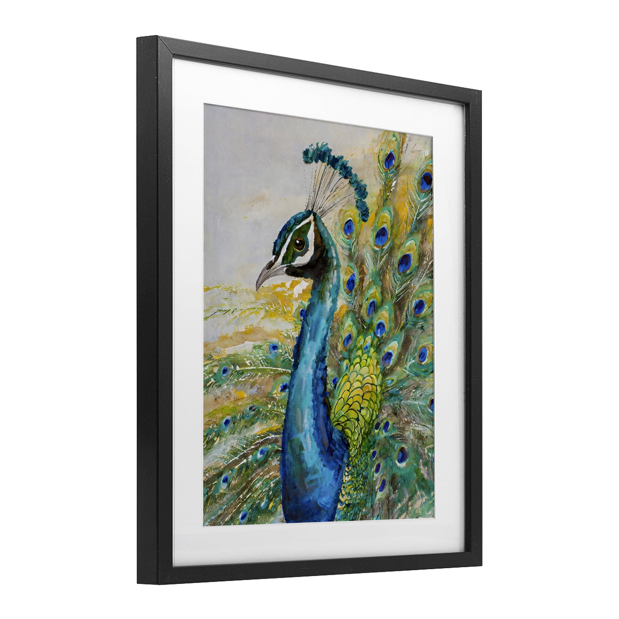 Stupell Industries Regal Blue Peacock Feathers Black Framed Print Under Glass, design by Creative Studio