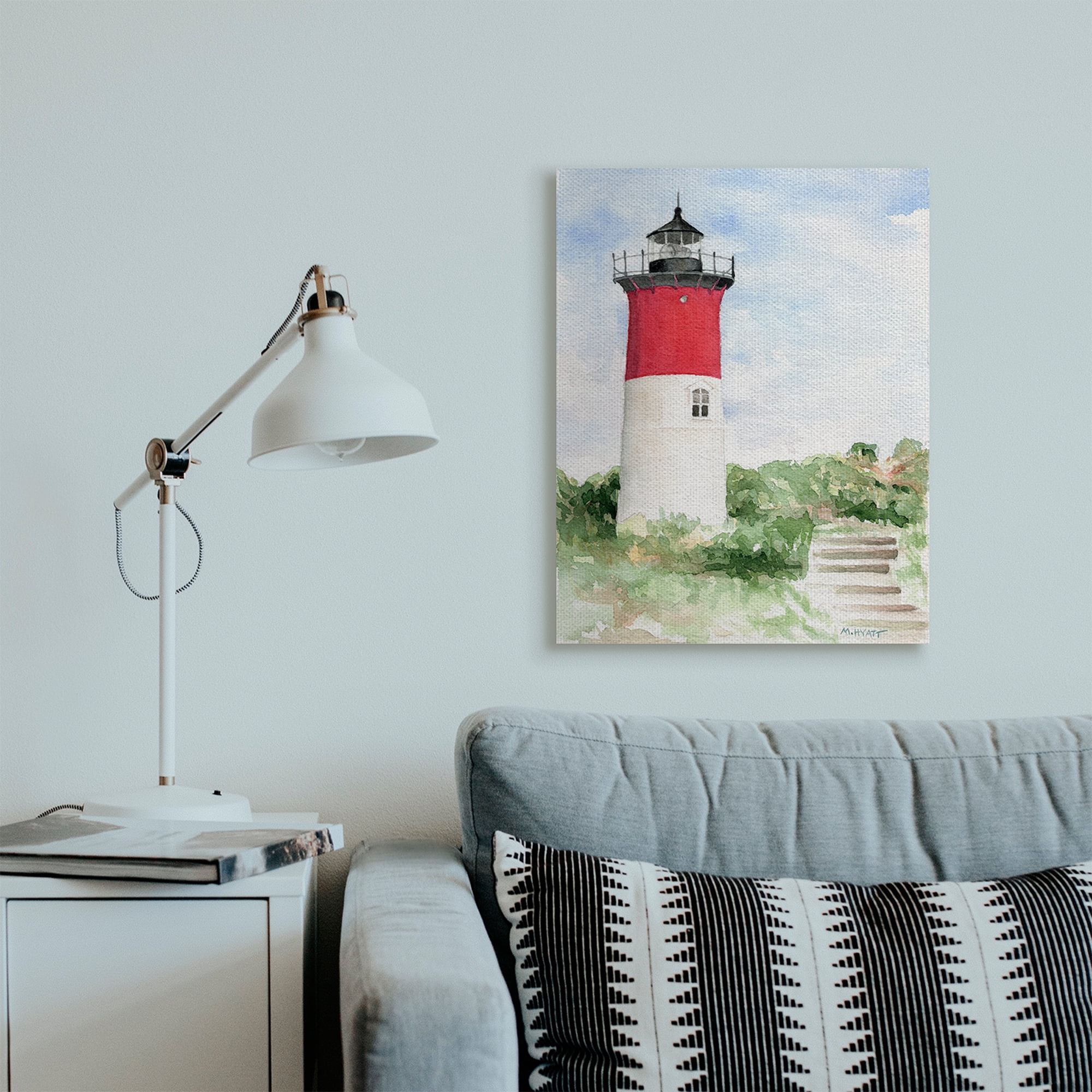 Stupell Industries Stairs Leading to Nauset Lighthouse Green Cliffside Canvas Wall Art, 24 x 30, Design by Melissa Hyatt LLC