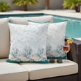 thumbnail image 4 of Turquoise Shell Outdoor Waterproof Pillow Covers, Rustic Coastal Nautical Ocean Animals Decorative Square Throw Pillowcase Sofa Cushion Sham for Patio/Couch/Chair, 20"x20" 2 Pack, 4 of 8